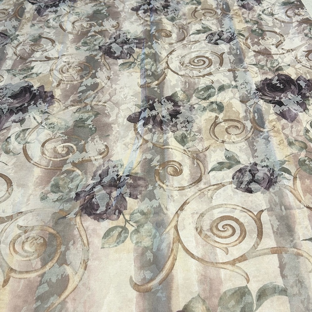 2 CROSCILL CHAMBORD CASSIS PURPLE AMETHYST ROSES LINED CURTAIN PANELS 40 X 84